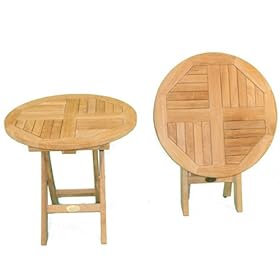 Reviews Jewels Of Java Teak Round Folding Side Table Patio Side Tables Buy Ahgreiw