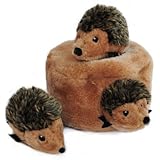 ZippyPaws Burrow Squeaky Hide and Seek Plush Dog Toy, Hedgehog Den