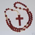 Cherrywood Color 4mm Tiny Wooden Beads Rosary 7" Long