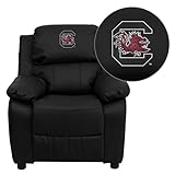 Flash Furniture South Carolina Gamecocks Embroidered Black Leather Kids Recliner with Storage Arms