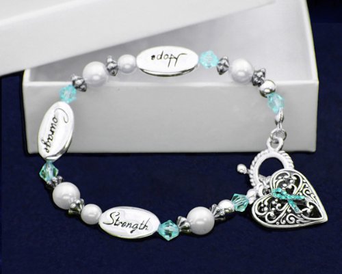Hope Strength Courage Bracelet - Teal Ribbon (RETAIL)