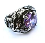 Amethyst Ring Natural Gem Stone Crystal on .925 Silver Jewelry for Fashion