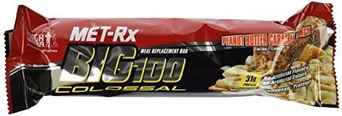 MET-Rx Big 100 Colossal Meal Replacement Bar, Peanut Butter Caramel Crunch, 3.52 Ounce Bars (Pack of 9) by NBTY Sports Nutrition