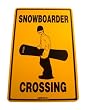 Snowboarder Crossing Aluminum Sign in Yellow SN2