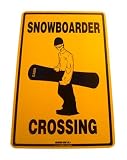 Snowboarder Crossing Aluminum Sign in Yellow SN2