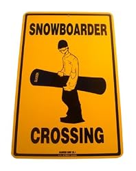 Snowboarder Crossing Aluminum Sign in Yellow SN2