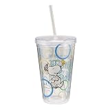 Vandor Peanuts 18-Ounce Acrylic Travel Cup with Lid and Straw, Multicolored