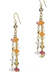 Womens Gold Tone With Multicolor Beads Earrings