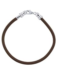 Frolic Sterling Silver Brown Leather Cord 4mm Bracelet - 8.5 Inches