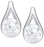 Image of Silver Ladies E3733-Cz Tear Drop Clear Cubic Zirconia Stud Earrings