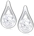 Silver Ladies E3733-Cz Tear Drop Clear Cubic Zirconia Stud Earrings