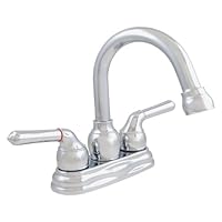 LDR 952 46405CP Exquisite Dual Tulip Handle Gooseneck Swing Spout Bathroom Faucet With Pop-Up, Chrome