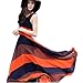 Asoidchi Boho Bohemian Chiffon Stripes Summer Beach One-piece Sleeveless Maxi Dress