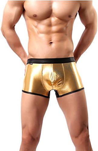 Mens Sexy Metallic Wetlook Tight Boxer Brief Underwear