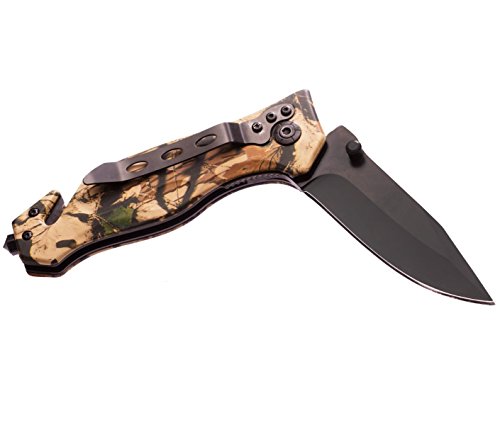 Folding Pocket Knife, Outdoor Nation Rescue Folding Pocket Knife with clip, Seatbelt Cutter and Glass Breaker