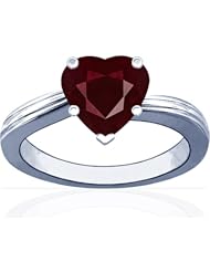 14K White Gold Heart Cut Ruby Solitaire Ring