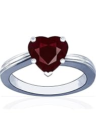 18K White Gold Heart Cut Ruby Solitaire Ring