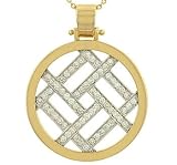 Ladies Pave Diamond 'Zig Zag' Circle Pendant