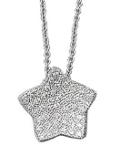 14K White Gold Closed Star-Shaped Designer Pendant, Enhanced with Pave Set Diamonds, Sliding on a 16'' Cable-Chain Necklace.(GH-Color, SI-Clarity, c.t.t.w. 0.47CT)