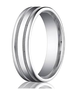 Benchmark Designer 950 Platinum 6mm Comfort Fit Men's Wedding Ring with Parallel Milgrain Accent Lines and Polished Finish