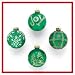 4 PIECE GLASS GREEN HANGING CHRISTMAS TREE ORNAMENTS