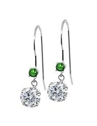 1.13 Ct Round G/H Diamond Green Diamond 14K White Gold Earrings