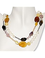 Assorted Color Cultured Freshwater Pearl and Gemstone Necklace, 54"