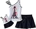 Dollie & Me Girls 2-6X Knit One Shoulder Ruffle Top with Tiered Skooter And Doll Garment, Navy/White, 3