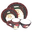 Sakura Santa's Portraits 16-Piece Dinnerware Set, Service for 4