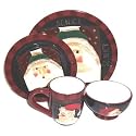 Sakura Santa's Portraits 16-Piece Dinnerware Set, Service for 4