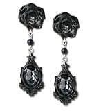 Dark Desires Black Rose Crystal Gothic Earrings