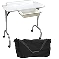 LCL Beauty Portable Folding 1-Drawer Manicure Table with Client Wrist Pad and Free Carrying Case