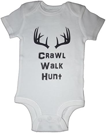Bambino Apparel Baby Crawl Walk Hunt Bodysuit 6 Months White