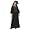 Floral Embroidered Black Cotton Caftan (Small Petite)