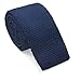 TOPTIE Men's Knit Solid Skinny Tie Polyester Square End 2 Inch Necktie Tie NAVYBLUE