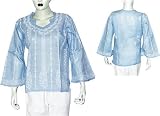 Kurti India Dress Womens Top Summer Fashion Chikan Embroidery Size L