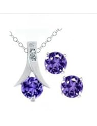 XiangGang ShaoGi 18k White Gold, Round Diamond Ball Fashion Sets, White And Baby Purple - 18 inch