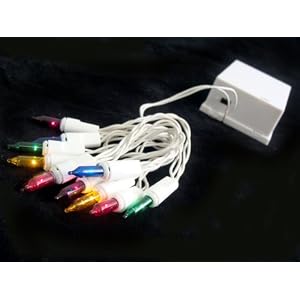 Set of 10 Battery Operated Multi-Color Mini Christmas Lights - White Wire by Vickerman