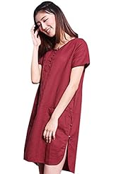 High-Low-Hem Linen Pleated  Dress