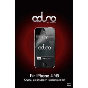 Aduro Crystal Clear Screen Protector for iPhone 4 4G 4S, AT&T and Verizon (3 Front + 2 Back Films) Retail Packaging