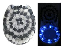 Toilettendeckel - WC Brille mit 10 LED Steine in Blau