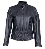 Ladies NAKED Leather MOTORCYCLE JACKET w full sleeve ZIPOUT liner, Elastic front & back.