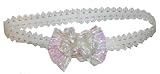New White Iridescent Loop Hair Bow Baby Stretch Headband