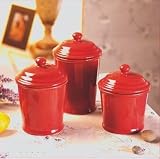 Red Kitchen Ceramic Canister Set of 3 Airtight Seals