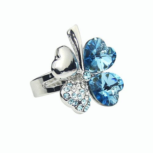  Le Premium Clover SWAROVSKI ELEMENTS ® cristal bague aigue marine collier