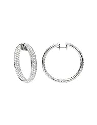 18K White Gold 8 1/2 ct. Diamond "In and Out" Hoop Earrings