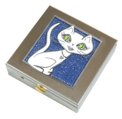 Pretty Kitty- White Pill Box Large