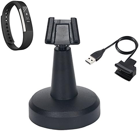 Fitbit Alta Replacement Charger Eityilla Charging Holder Stand Dock Station and 3.3ft USB Charging Cable Cord (Stand Rose + 3.3ft) ... (Black)