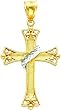 14K Two Tone Gold Cross Pendant