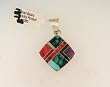 Small Square Reversible Turquoise Inlaid Pendant